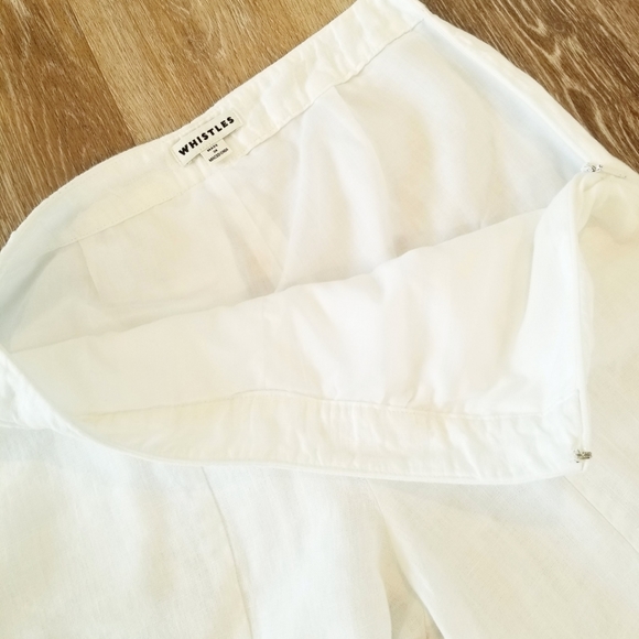 Whistles White Relaxed Leg Cropped Flare Linen Blend Pants Lightweight Flowy EUC - Picture 5 of 16